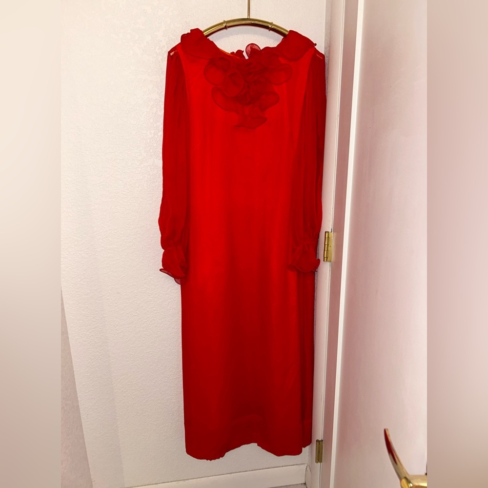 VTG 60’s ALICE of CALIFORNIA The Chiffon Maxi Shift Dress Long Sleeve SZ: Small